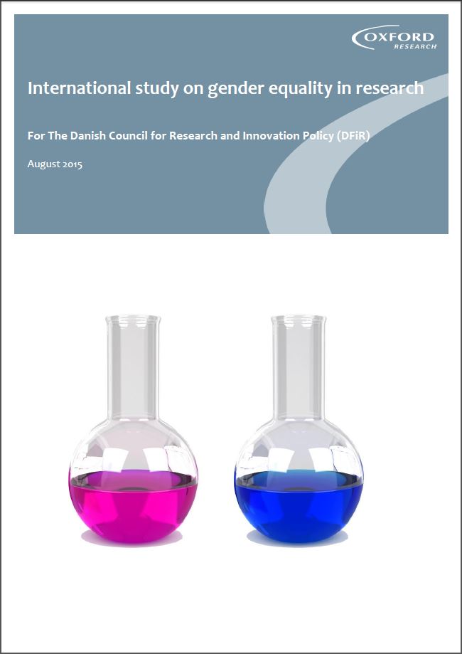 Baggrundsrapporten fra Oxford Research ’International study on gender equality in research – For the Danish Council for Research and Innovation Policy’.
Oxford Research har undersøgt situationen i Finland, Nederlandene, Schweiz og Østrig.
